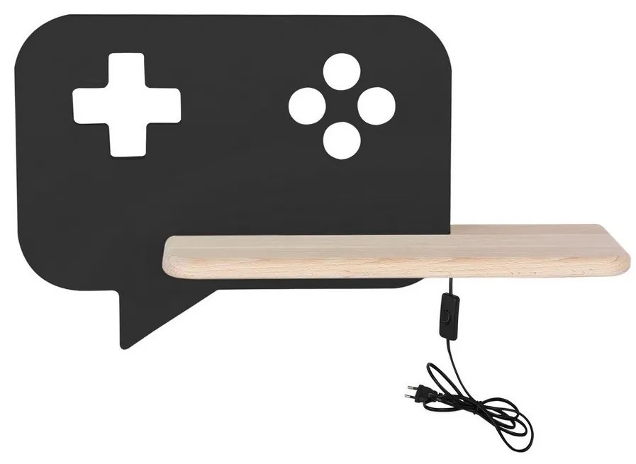 LED dziecięca lampa ścienna CONSOLE LED/5W/230V czarna z półką