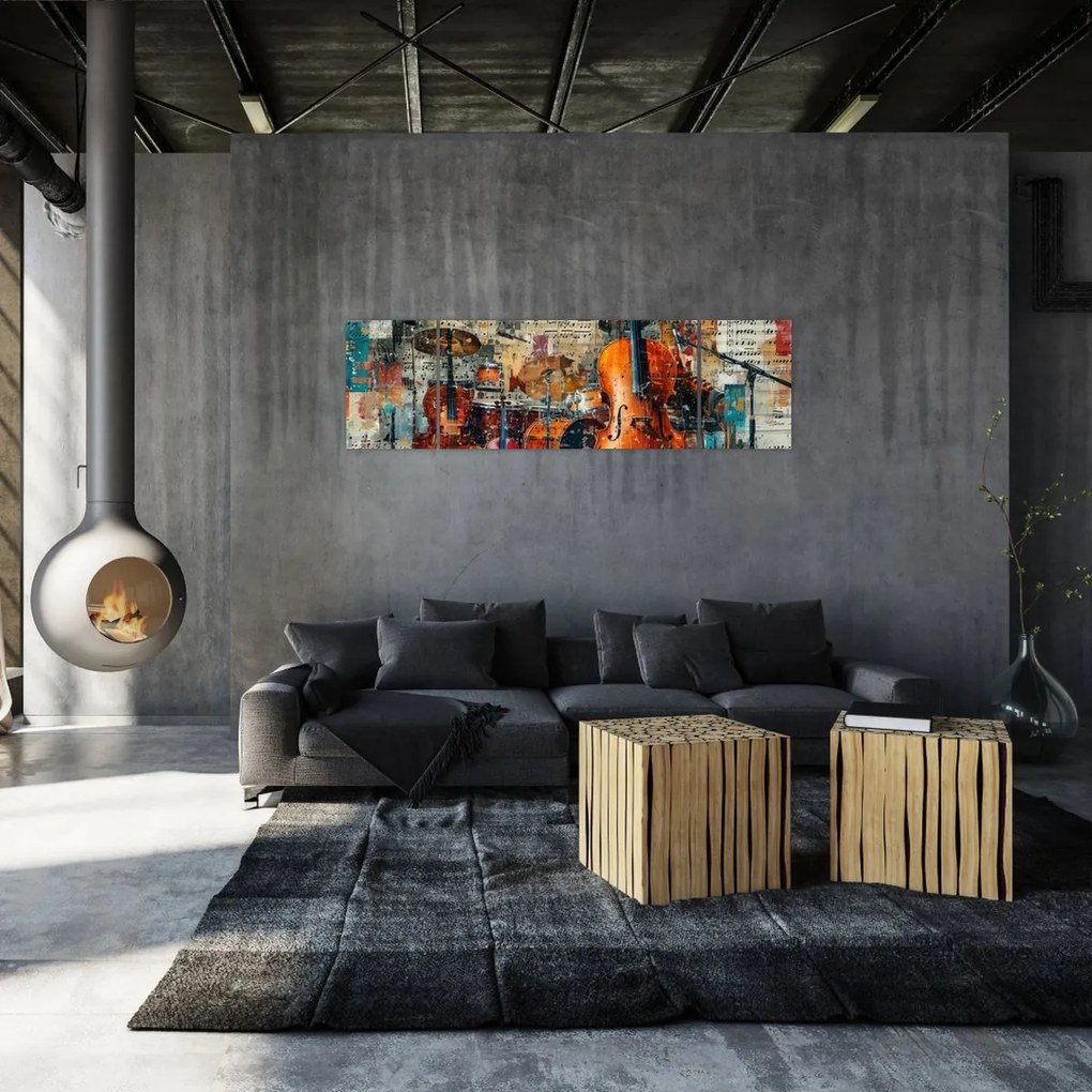 Obraz - Instrumenty muzyczne (170x50 cm)