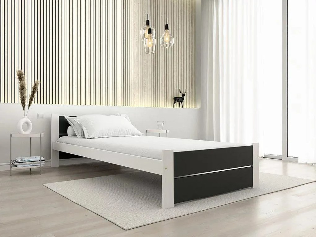 Łóżko IKAROS DOUBLE 80 x 200 cm, antracyt/biały Stelaż: Bez stelaża, Materac: Bez materaca