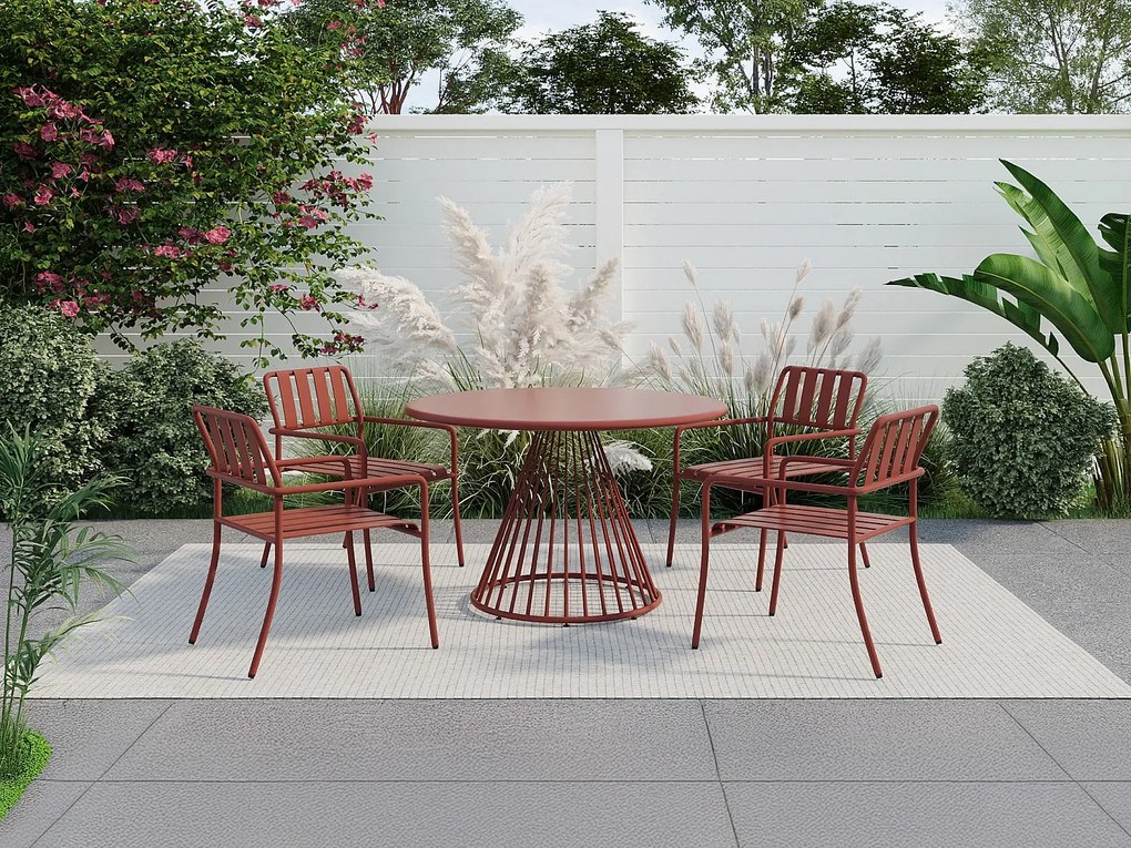 Stół ogrodowy D.120 cm z metalu - Terracotta - BIRMOS od MYLIA