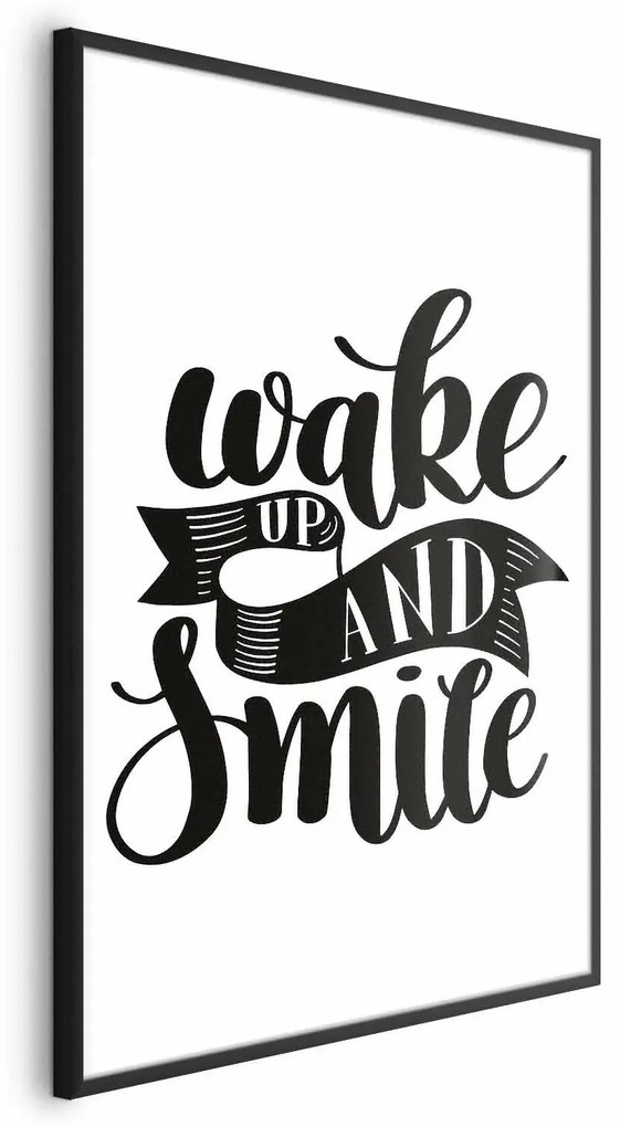 Plakat Wake up and smile 29,7x42 cm z ramą czarną bez marginesu ARTGEIST B