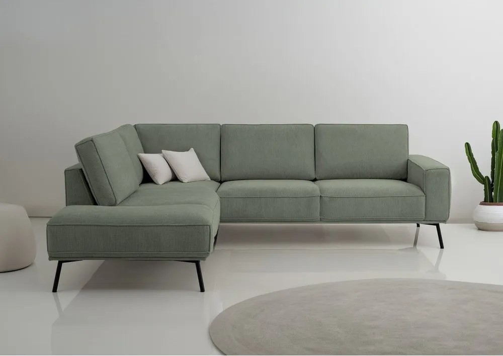 Zielony narożnik z tkaniny szenilowej (lewostronny/w kształcie litery L) Amsterdam – Scandic