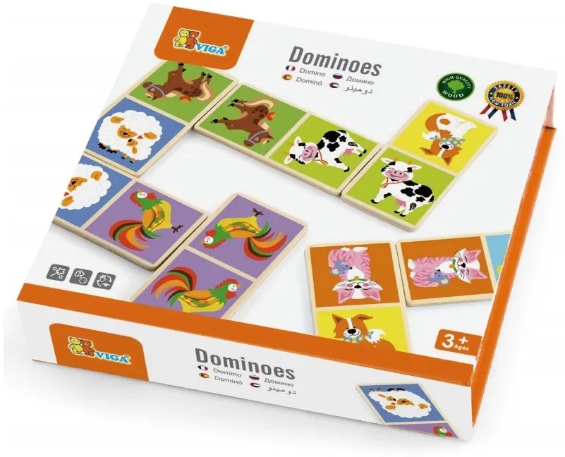 Drewniana gra domino farma viga toys 28 elementów