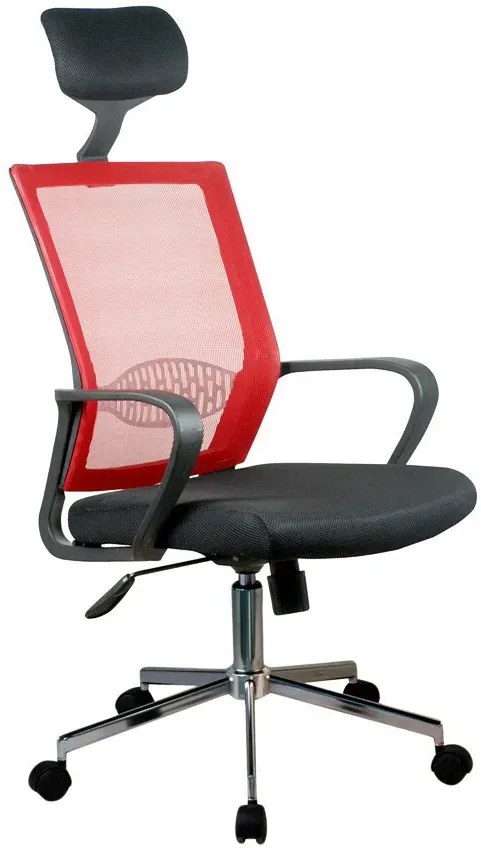 Czerwony fotel ergonomiczny z zagłówkiem do biurka - Dalmar
