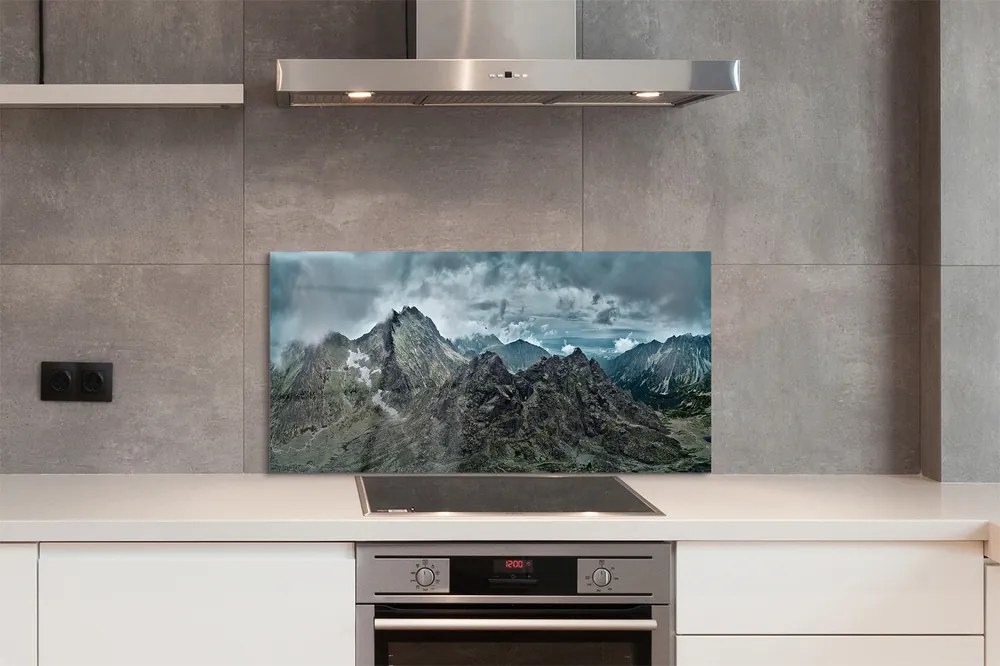 Panel szklany do Kuchni Surowe Skalne Szczyty