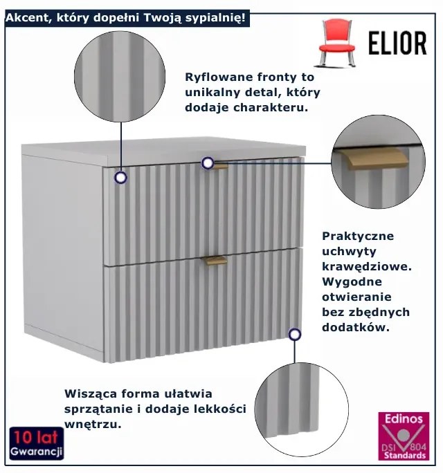 Szara szafka nocna złote uchwyty L1-M80