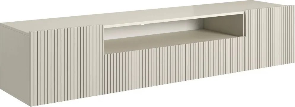 Szafka RTV wisząca Nicole 200 cm z wnęką i szufladami - kaszmir / kaszmir mat