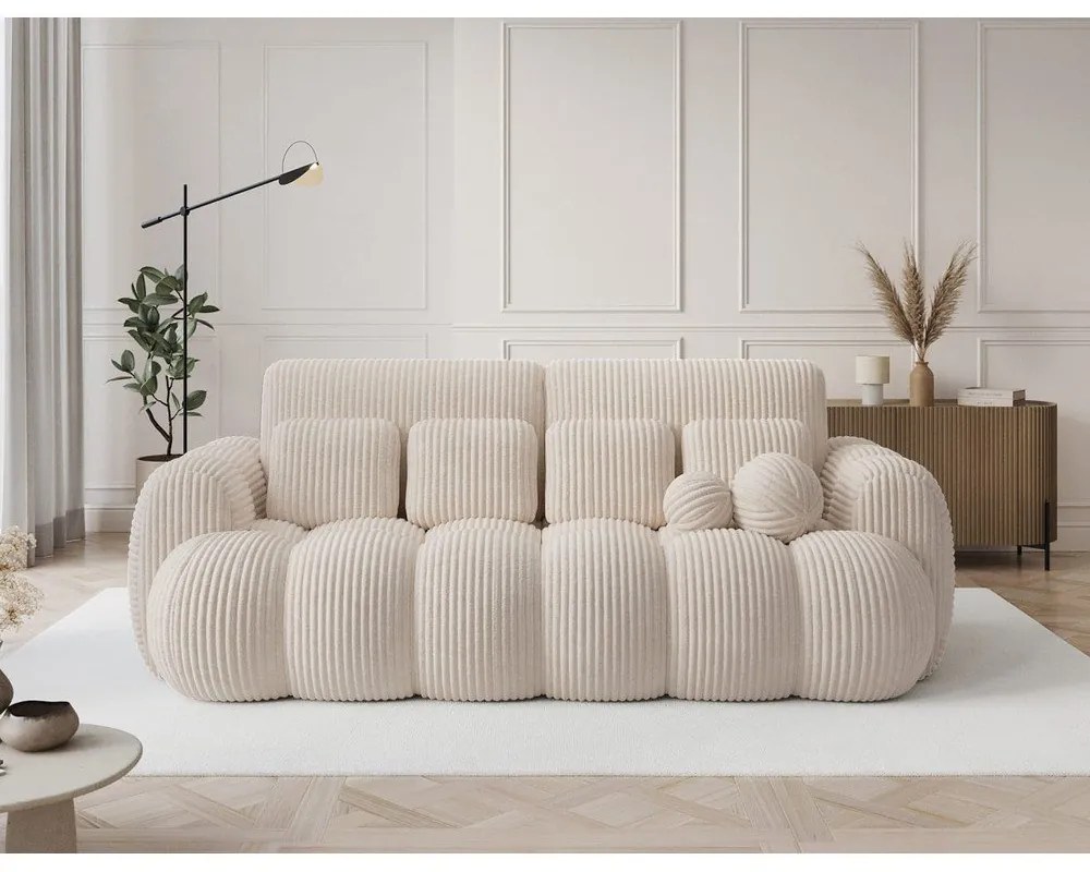 Beżowa sztruksowa rozkładana sofa 256 cm Cotonn – ELTAP