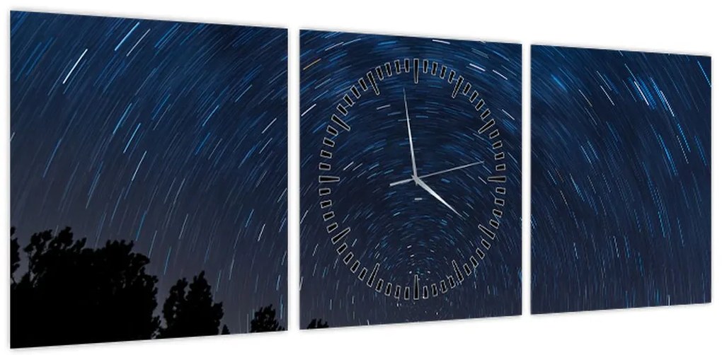 Obraz nocnego nieba (z zegarem) (90x30 cm)