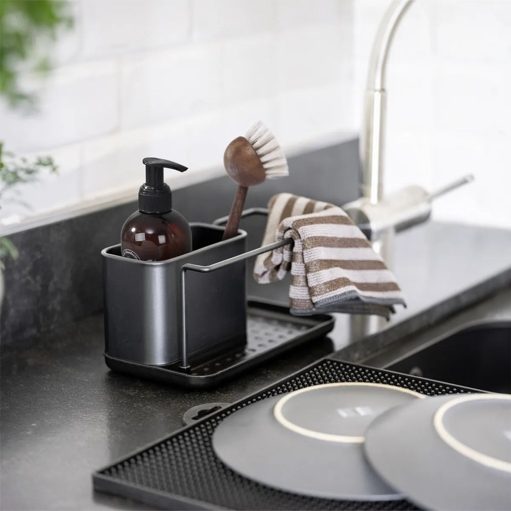 Wenko Organizer do mycia naczyń ze stali nierdzewnej Orio, czarny