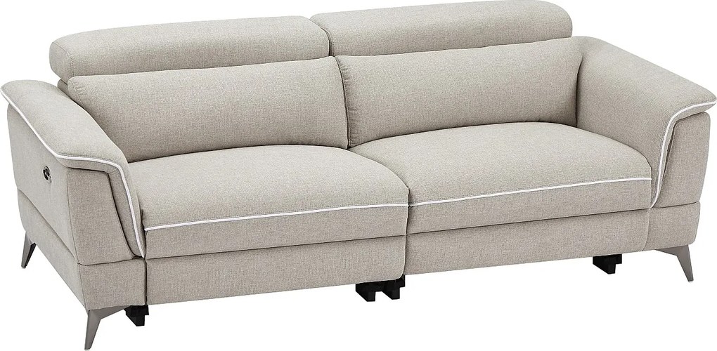 Kanapa 3-osobowa z elektryczną funkcją relax i beżową tapicerką - MACARI