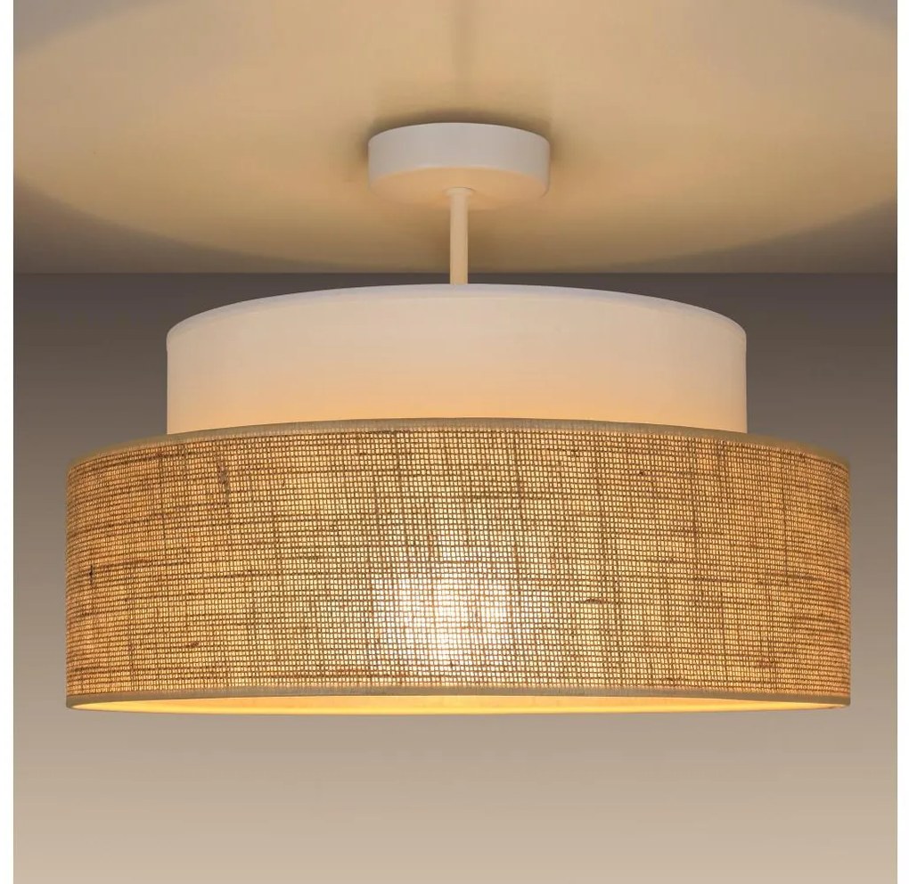 Żyrandol natynkowy BOHO 1xE27/60W/230V biały/beżowy