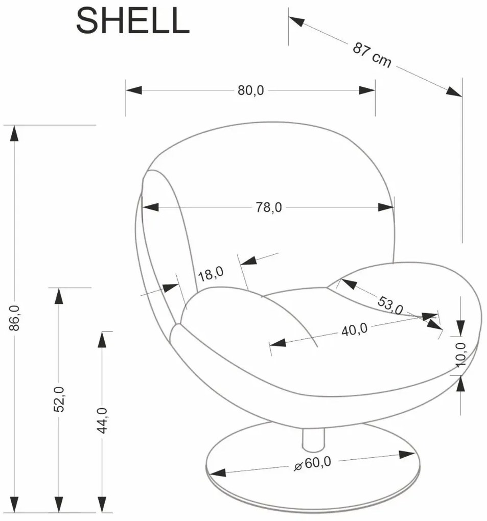 Fotel tapicerowany SHELL szary obracany HALMAR