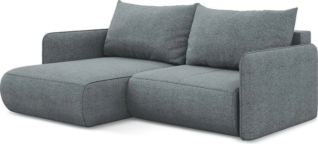 Narożnik lewostronny z funkcją spania - z tkaniny szenilowej - jeans - NANEA