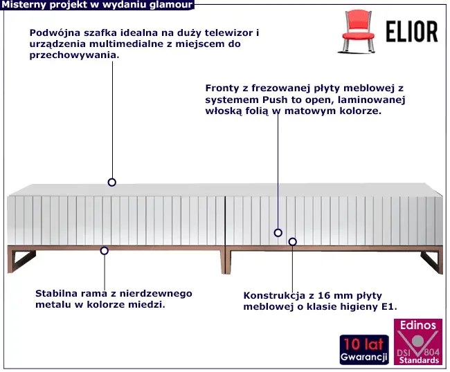 Zestaw 2 białych ryflowanych szafek pod TV - Irving 10X