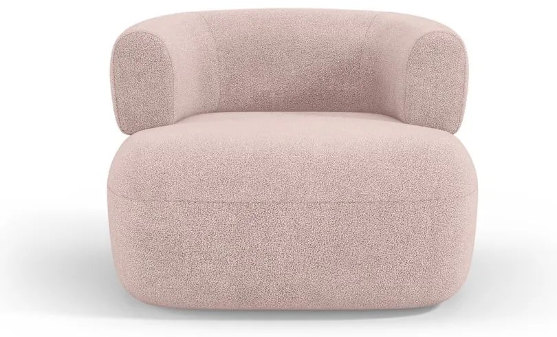 Jasnoróżowy fotel z materiału bouclé Jenny – Micadoni Home