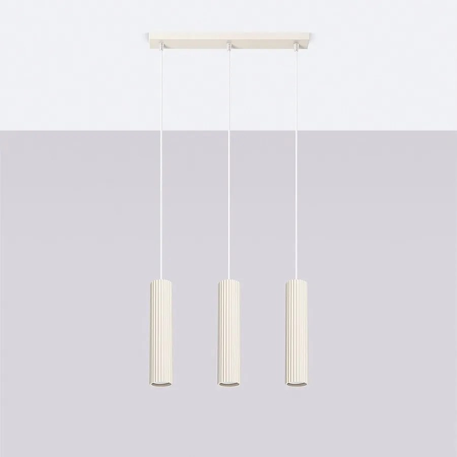 Lampa wisząca minimalistyczny Gloow, aluminium - 3 źródło światła 4000K - L.45 x H.98 cm - beżowy