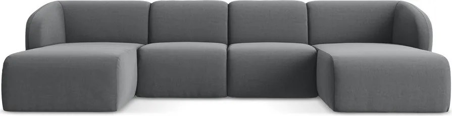 Szary aksamitny narożnik (w kształcie litery U) Lani – Makamii