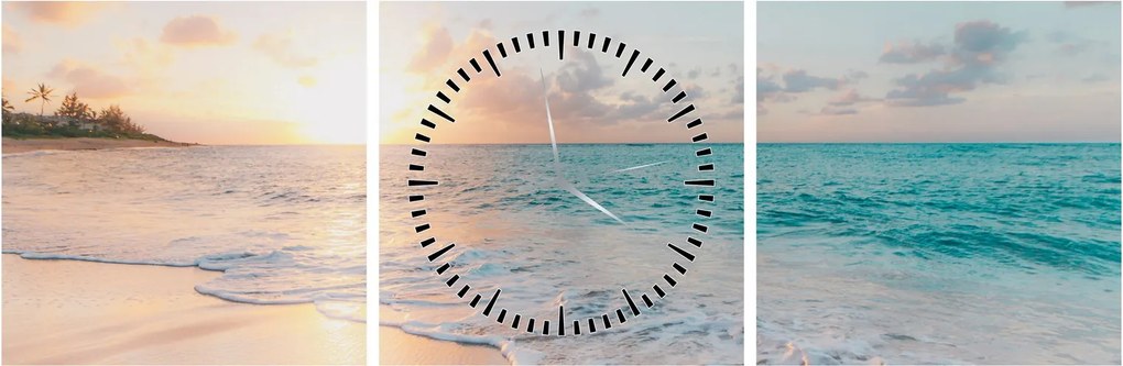 Obraz - Wymarzona plaża (z zegarem) (90x30 cm)