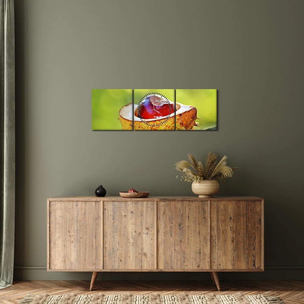 Obraz kasztanowów (z zegarem) (90x30 cm)