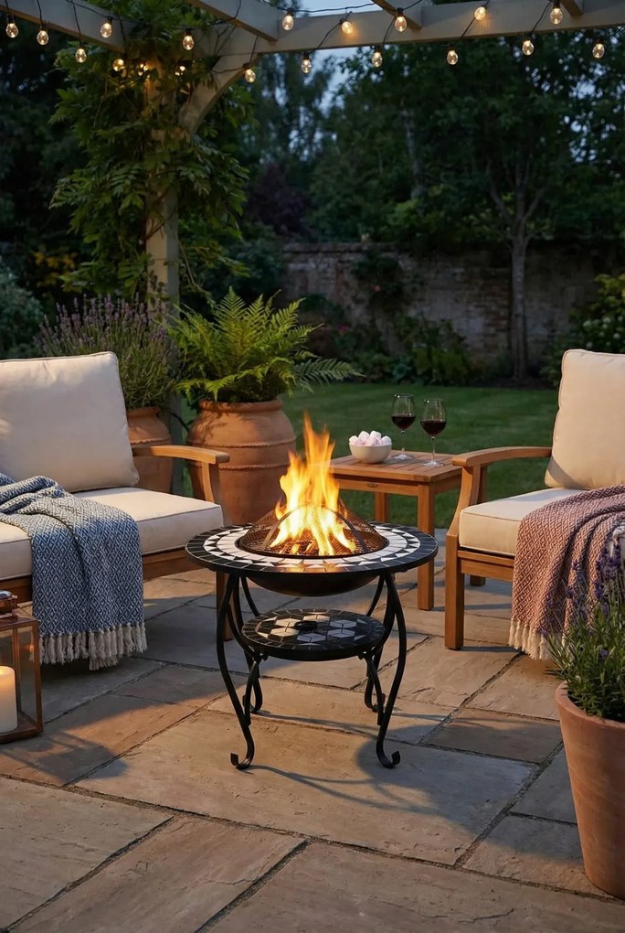 Nowoczesne czarno-białe palenisko ogrodowe E1-T88