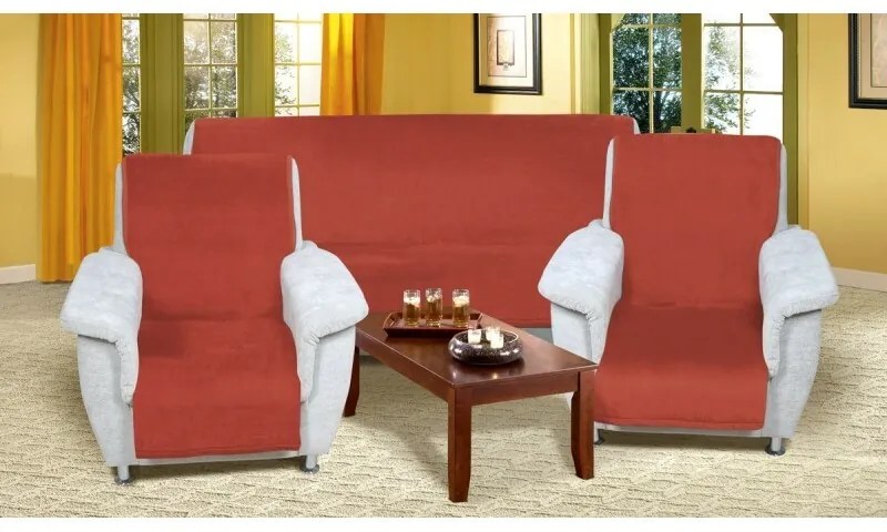 Bellatex Narzuty na zestaw wypoczynkowy Korall micro terrakota, 150 x 200 cm, 2 szt. 65 x 150 cm