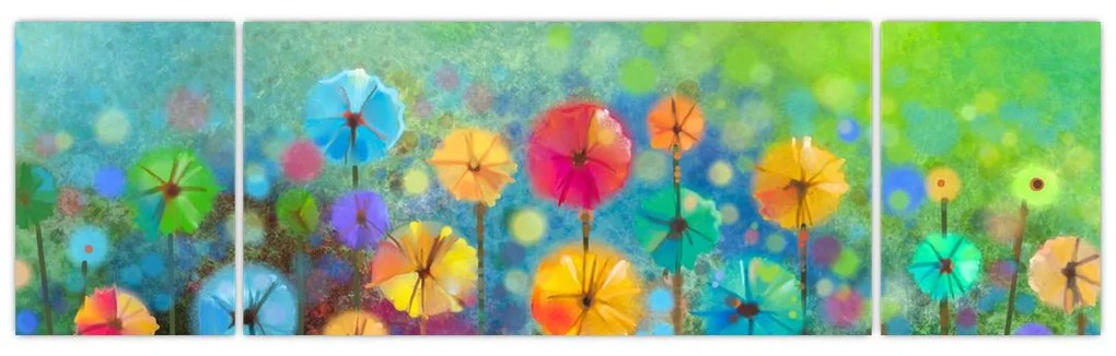Obraz - Abstrakcyjne kwiaty (170x50 cm)