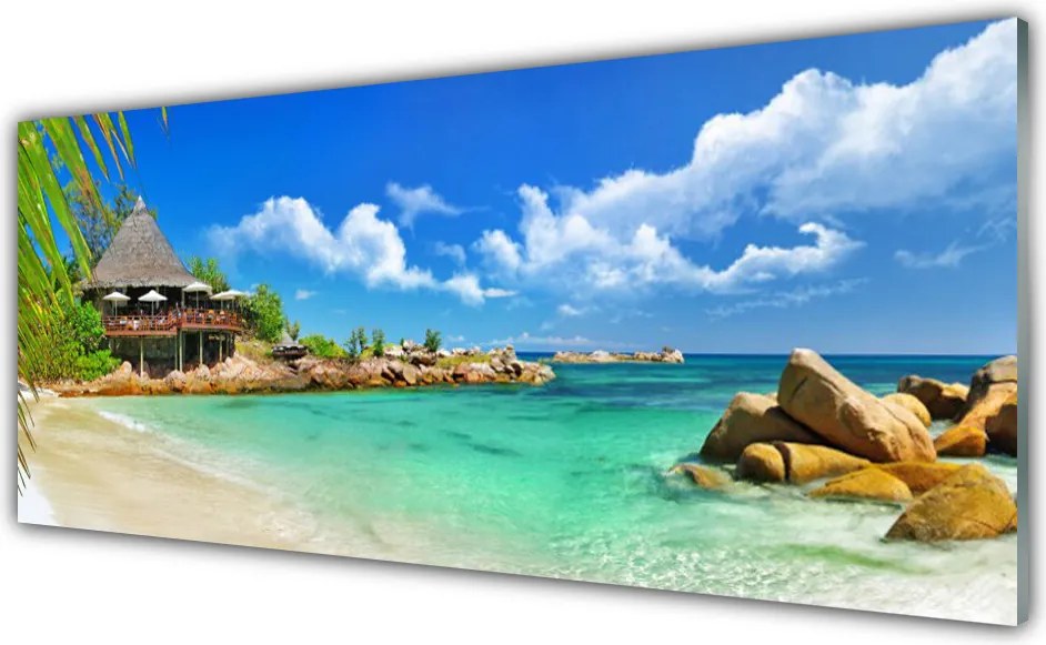 Panel Szklany do Kuchni Złoty Brzeg Oceanu