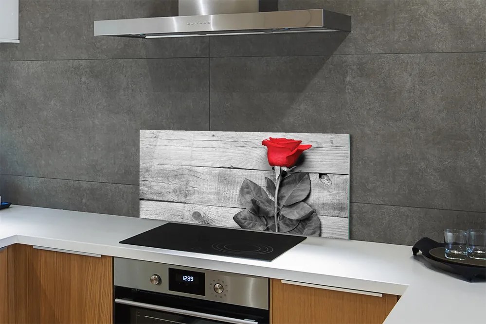 Szklany Panel Czerwona Róża