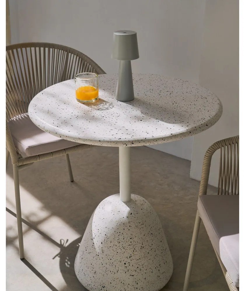 Biały okrągły stół z lastryko ø 70 cm Saura – Kave Home