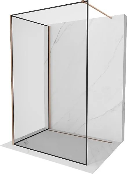Mexen Kioto ścianka prysznicowa Walk-in 130 x 70 cm, czarna ramka, miedź szczotkowana - 800-130-212-65-70-070