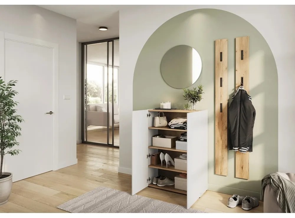 Biała szafka w dekorze dębu 74x105x33 cm Alviano – Germania