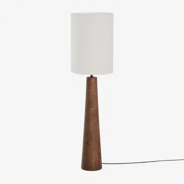 Lampa Podłogowa Z Drewna Mango Malva ↑70 Cm & Biała Gardenia 30 Cm Olinda - Sklum