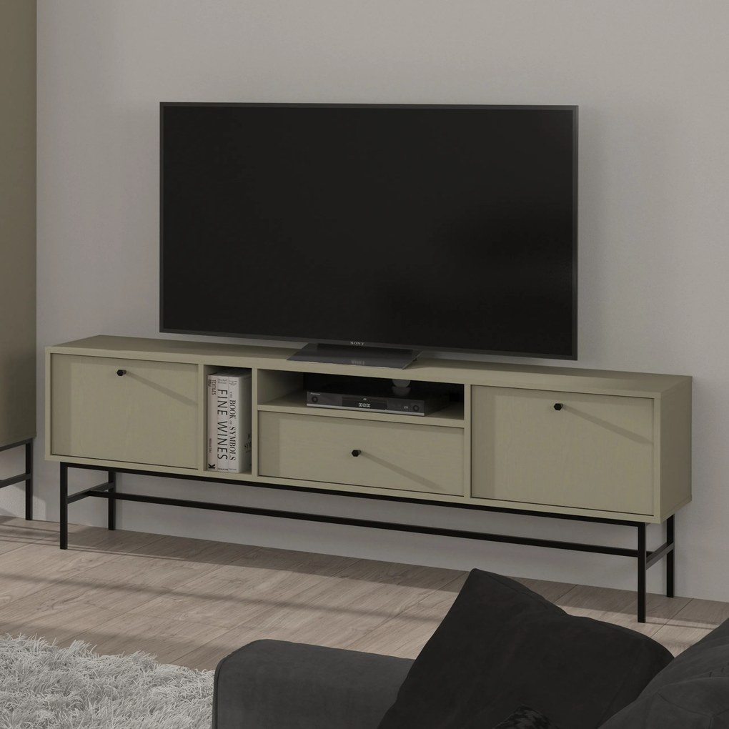 Szafka RTV stojąca TORINO 180 cm do Salonu pod Telewizor 1 Szuflada - Odcienie zieleni