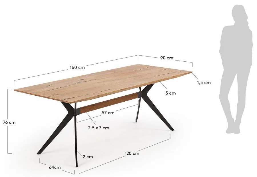 Stół z blatem w dekorze dębu 90x160 cm Amethyst – Kave Home
