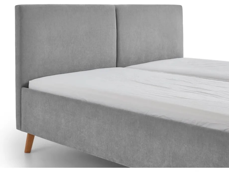Szare tapicerowane łóżko dwuosobowe ze stelażem 160x200 cm Piano – Meise Möbel