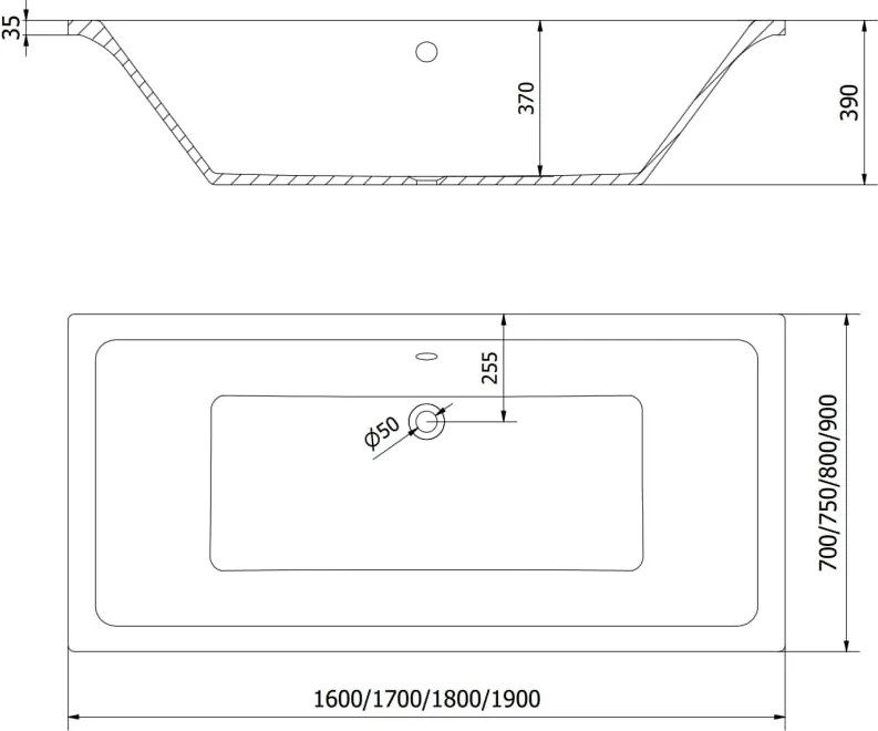 Mexen Cube wanna prostokątna 190 x 80 cm, biała - 55051908000