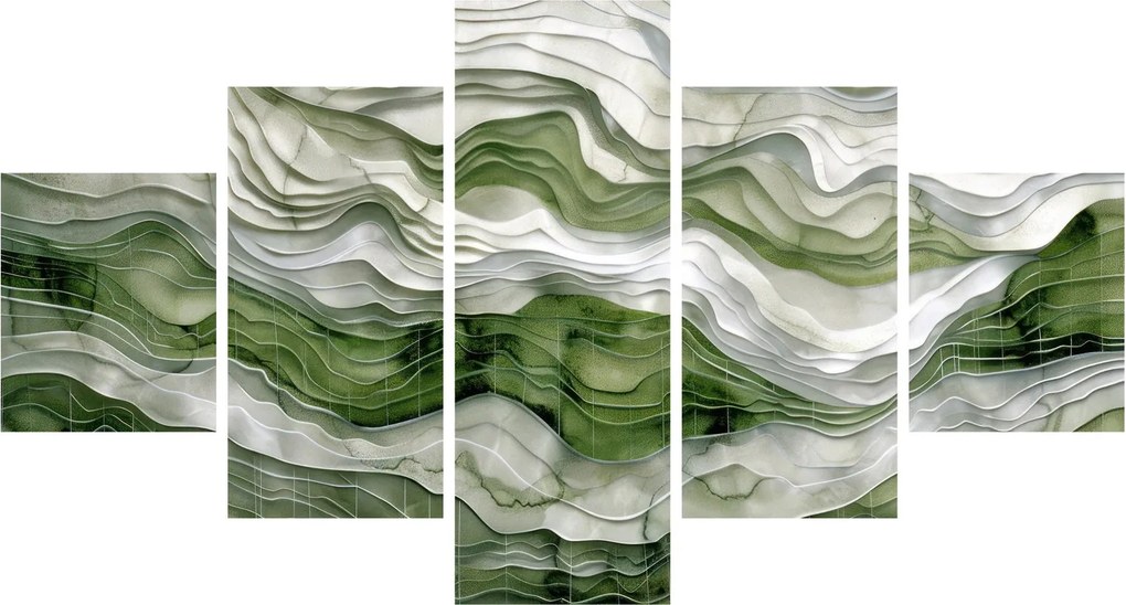 Obraz - Zielone i białe zmarszczki (125x70 cm)