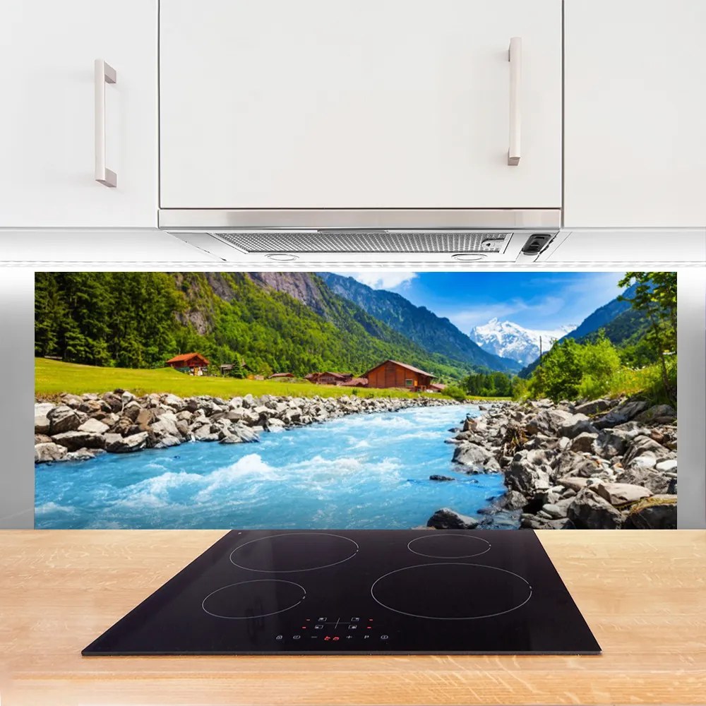 Panel Szklany Kręta Rzeka w Górskiej Dolinie