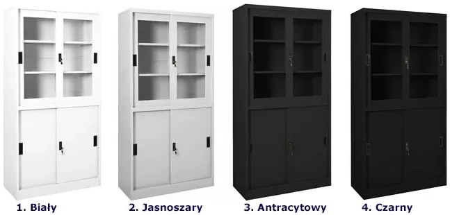 Antracytowa szafa biurowa zamykana na klucz D4-R15