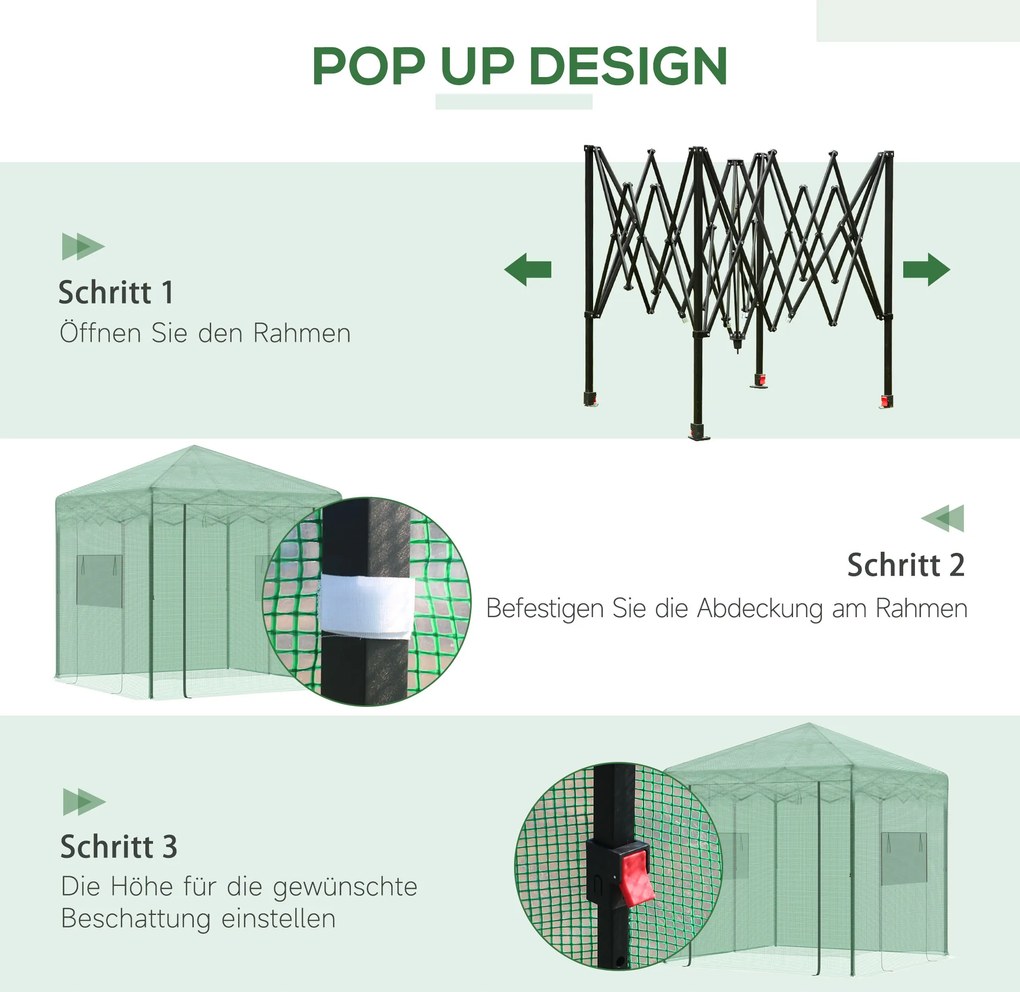 Szklarnia cieplarnia skrzynia inspektowa z rozwijanymi drzwiami i okienkami PE stal Outsunny | Aosom.pl