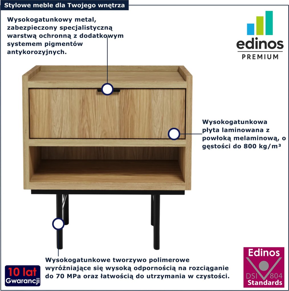 Stolik nocny z szufladą hikora naturalna A4-B41