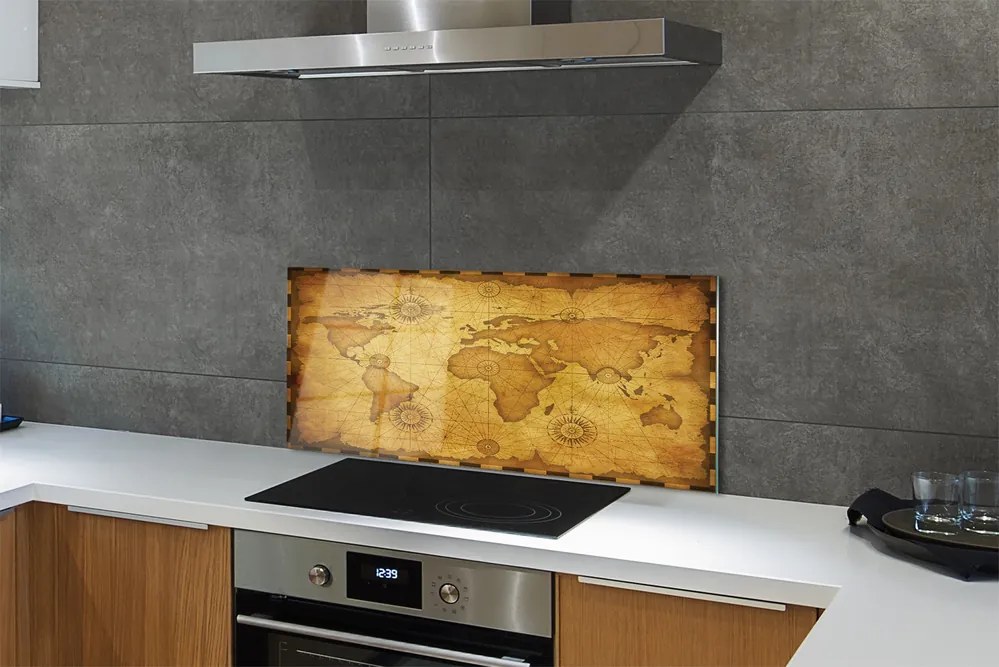 Szklany Panel Mapa z Efektem Nadpalenia