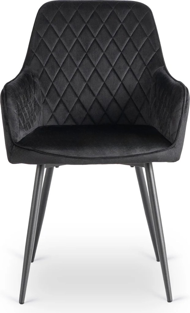 Zestaw Stół Prostokątny Rozkładany HAMPTON 160-240 cm Dąb Rustykalny/Czarny i 4 Krzesła Tapicerowane BRESSO Czarne Welurowe