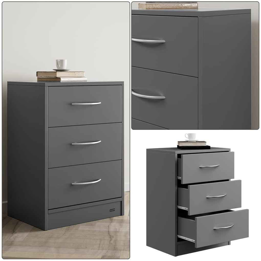 Szafka nocna ELOISE z podświetleniem, 54x39x28cm, antracytowa Casaria