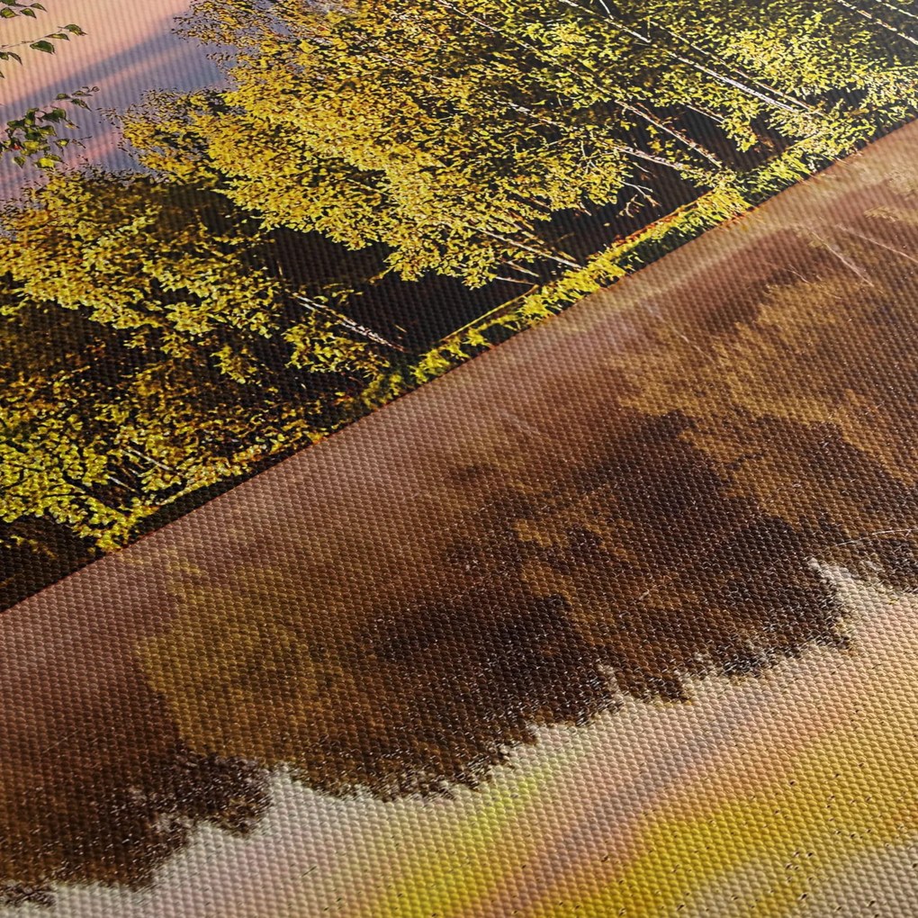 Obraz - Za rzeką (z zegarem) (90x30 cm)