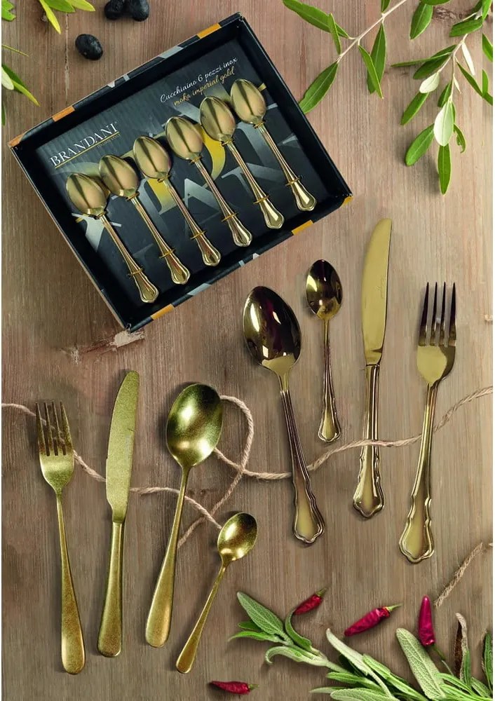 Sztućce ze stali nierdzewnej 16 szt. w kolorze złota Posate Old – Brandani
