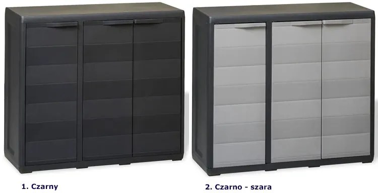 Trzydrzwiowa szafka balkonowa gospodarcza czarny + szary - Kendall 4X