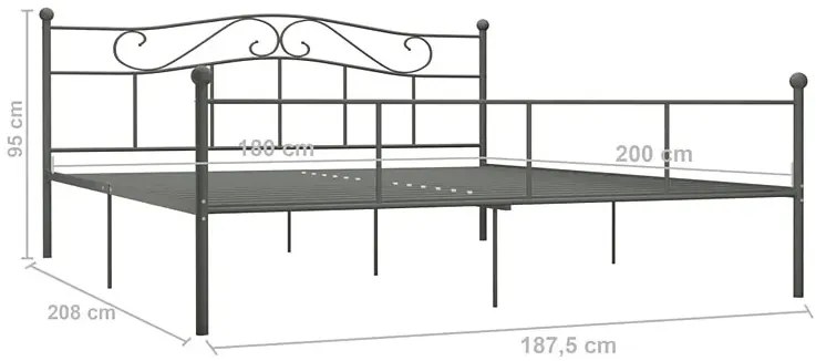 Szare metalowe łóżko w stylu loftowym 180x200 cm - Fiosa