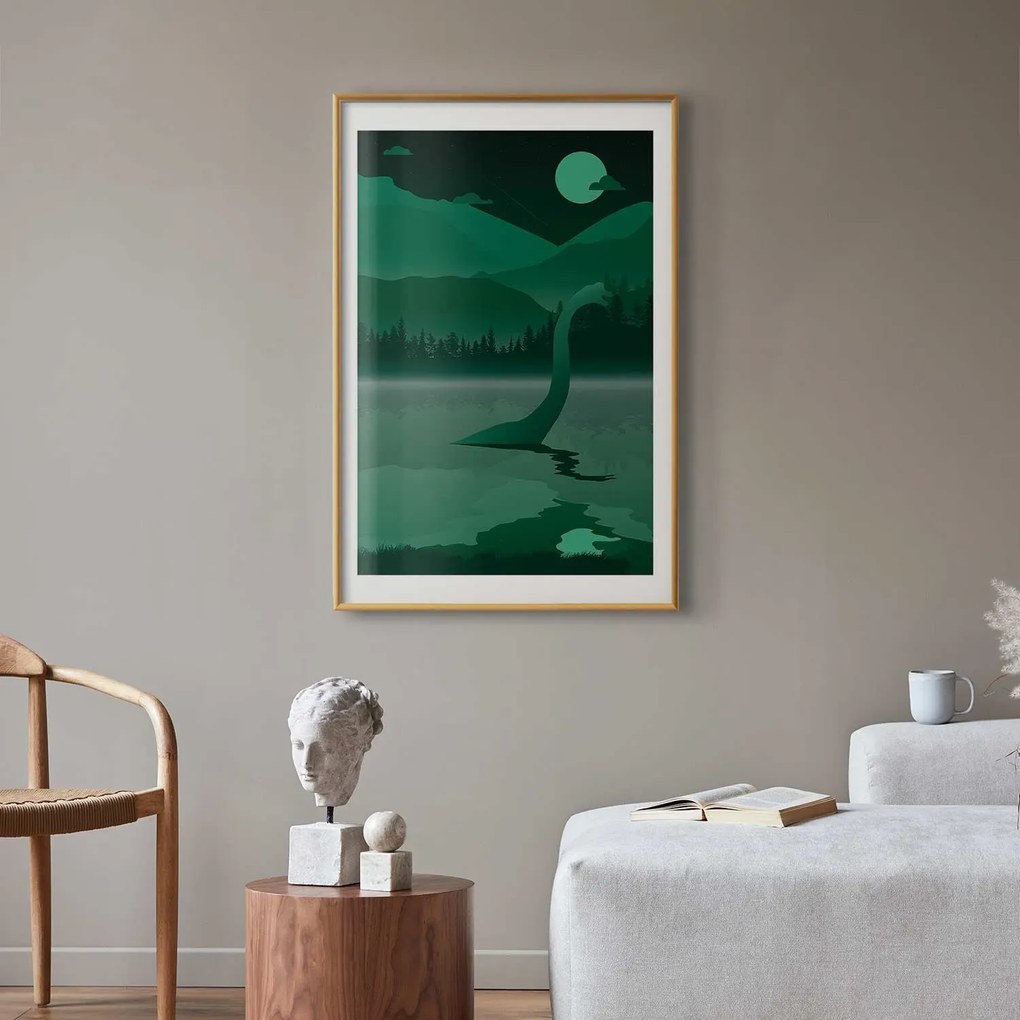 Plakat Loch Ness 60x90 cm z ramą złotą z marginesem ARTGEIST B